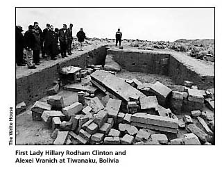 Photo of Hillary Clinton at the excavation