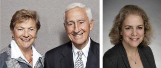 (L) P. Roy, C’50, HON’99, and Diana Vagelos; (R) Karen Goldberg, incoming Vagelos Professor of Energy Research