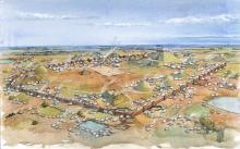 The ancient city of Cahokia, located in what is now Illinois.