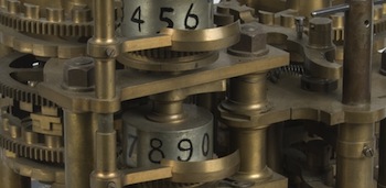 fragment of Babbage's first difference engine (1822-1834, reassembled in 1886)